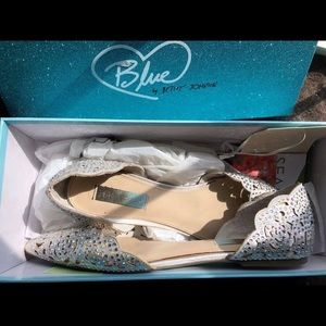 Betsey Johnson white ”Lucy” embellished flats